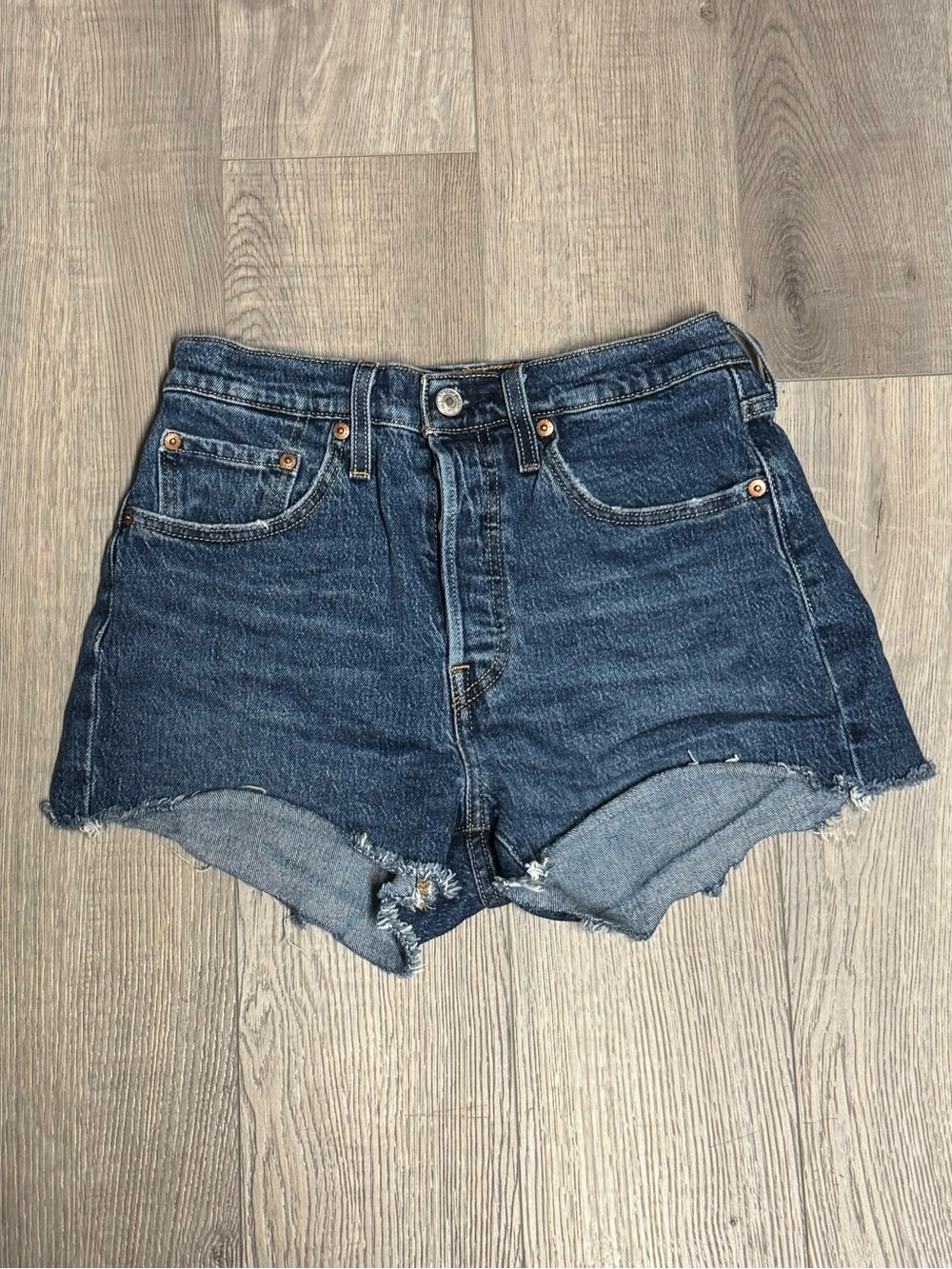 Levi’s 501 High-Waist Dark Blue Denim Cutoff Shorts
